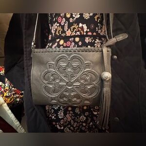 Brighton Leather Gray Organizer Crossbody Like New